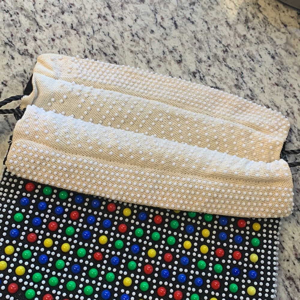 Vintage Drawstring Reversible Plastic Beaded Bag - image 2